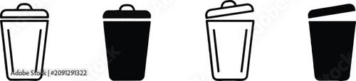 Foto Trash can icon set representing waste management and recycling with deletion con