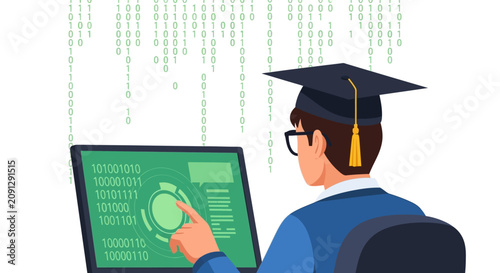 Computer Science Graduate Student Coding and Learning Online with Binary Code Background