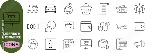 Canvas Print Online shopping e-commerce vector icons