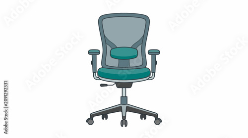 Принти на полотні A modern office chair with green and grey colors sits alone on a white background in 20260703 (528)