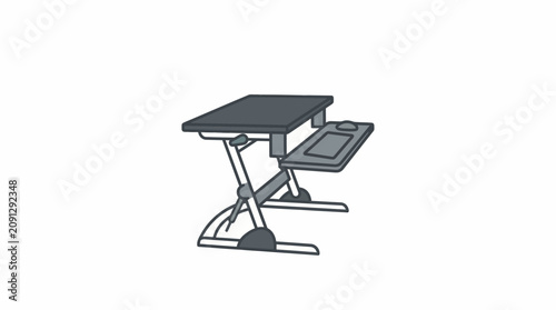 Fotografía An illustration of a standing desk with a built-in keyboard tray and adjustable