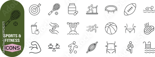 Quadro su tela Sports and fitness activity icons