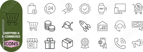 Obraz na plátně Online shopping e-commerce vector icons