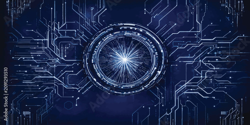 Canvastavla Futuristic circular digital energy core on network circuitry with technology cir