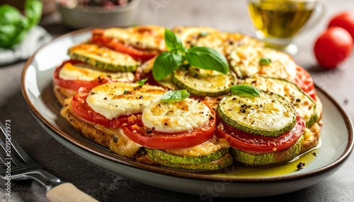 Zucchini mit Tomaten und Mozzarella aus dem Ofen