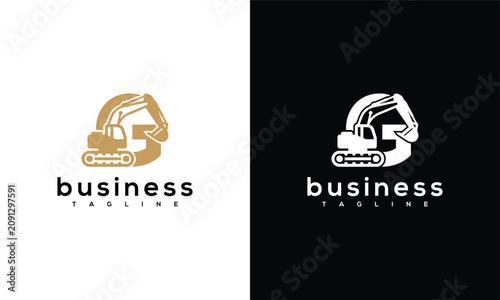 Letter G Excavator Logo Design for Construction and Heavy Equipment Business