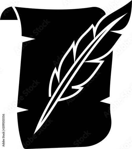 Фотография Ancient Paper and Quill Pen Icon in Vintage Line and Glyph Style Vector Featurin