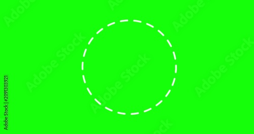 Circle white on green background thin dashed turning. White circles greenbox loop animation good for business or any other project.
