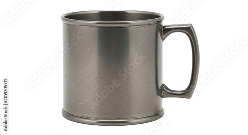 Vintage metal tankard mug cup isolated on white background