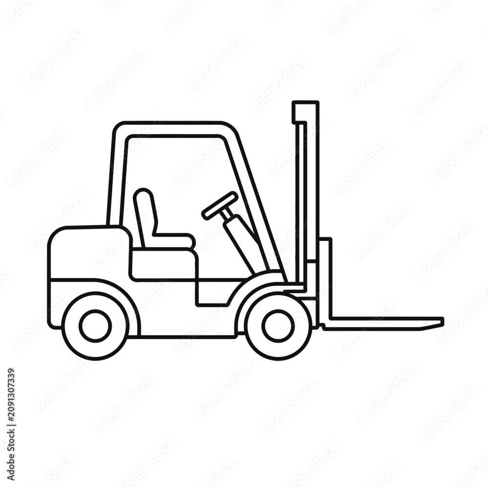 Naklejka premium Minimalist Black and White Forklift Icon