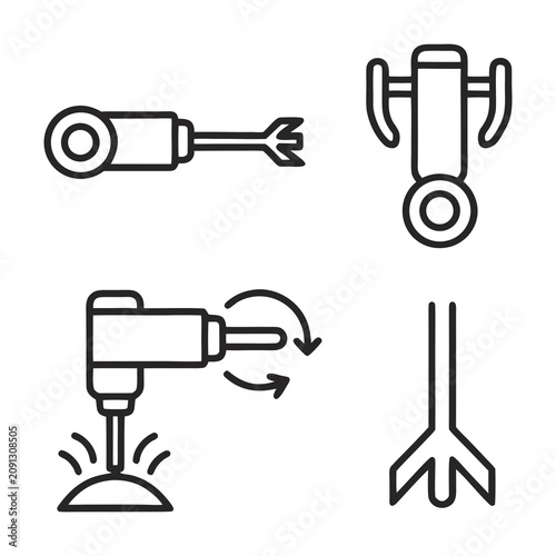 Tableau sur toile Pneumatic Drill Outline Icon Set Collection