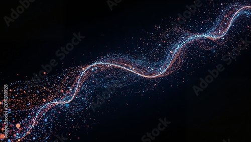 Colorful Light Patterns Create a Wave in a Dark Background During a Digital A...