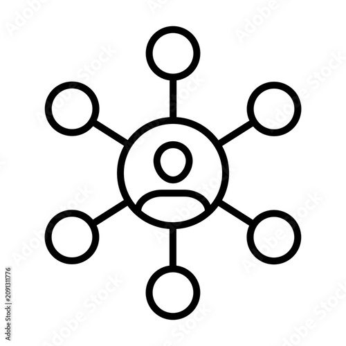 Influencer network linear icon. Network connection symbol illustration design