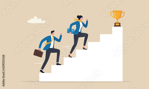 Quadro em tela Business competition, rivalry or conflict, contest or challenge to achieve targe