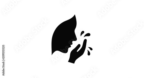 Bild auf Leinwand Woman Blowing Dandelion Seeds Black Silhouette female