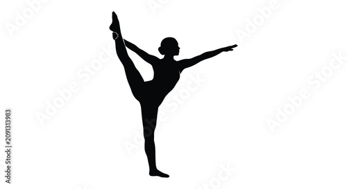 Fotografía Dancer In Dynamic Pose Against White Background Black Silhouette