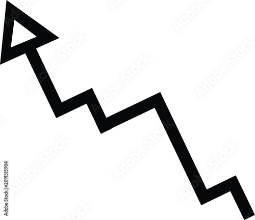 Black arrow graph line trending downwards chart