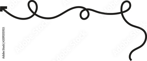 Black arrow on a winding path curve