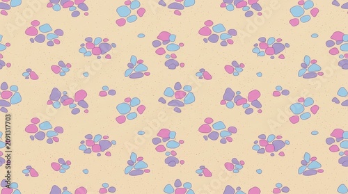 Soft pastel floral clusters pattern on light beige background in seamless texture style