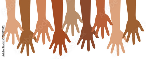 Фотография Vector Illustration of Diverse Hands Reaching Down Together for Unity, Inclusion