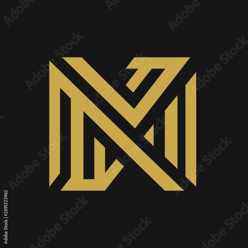 Modern Geometric Monogram Symbol Design With Gold And Black Modern Geometric Symbol