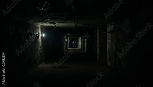 Light Beam Shines Into a Dark Space With Dust on the Ground During Unknown Time
