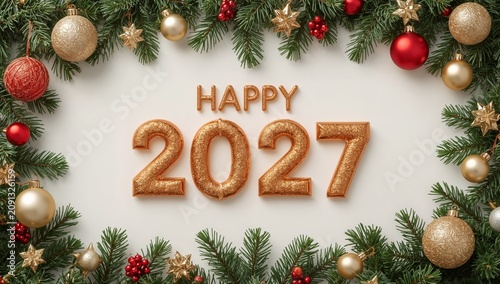 Happy 2027 With Decorations and Festive Elements for the New Year Celebration