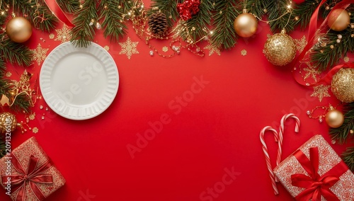 Festive Table Setup With Decorations and Gifts for Holiday Celebration