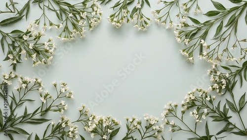 Flowers Surround a Light Background Creating a Simple Display for Decoration