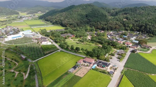 South Korea Jangseong Pilam Seowon UNESCO World Heritage drone aerial view, traditional hanok architecture landmark history / 전남 장성 필암서원 세계문화유산 한옥 건축물 문화재 사적지 명소 역사 교육 서원 유교 조선시대 학문 사당 향교 문화 관광 지리