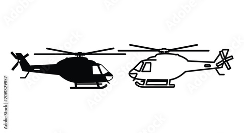 Photos Helicopter Silhouettes On White Background Side View Graphic helicopters rotorcr