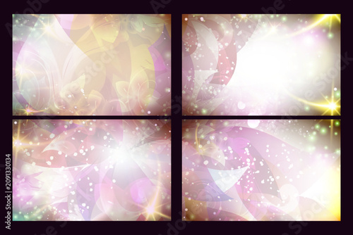 Vibrant Fantasy Cosmic Floral Banner Template with Bright Flare and Lens Halation