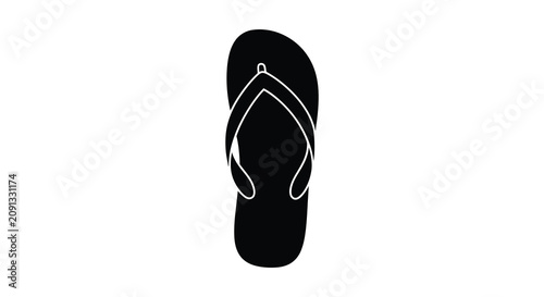 Fotografie Flip flop Silhouette On White Background Minimalist Footwear Design beachwear