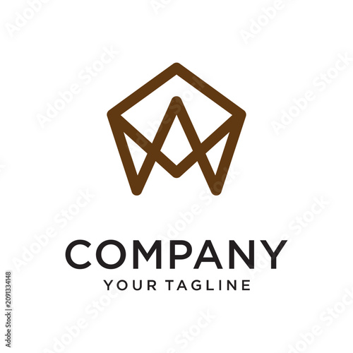Obraz na płótnie Abstract pentagonal w line art logo design with pentagon monogram abstract