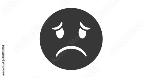 Φωτογραφία Sad face emoticon with frowning mouth on white background