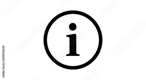 A large black information icon is centered on a white background