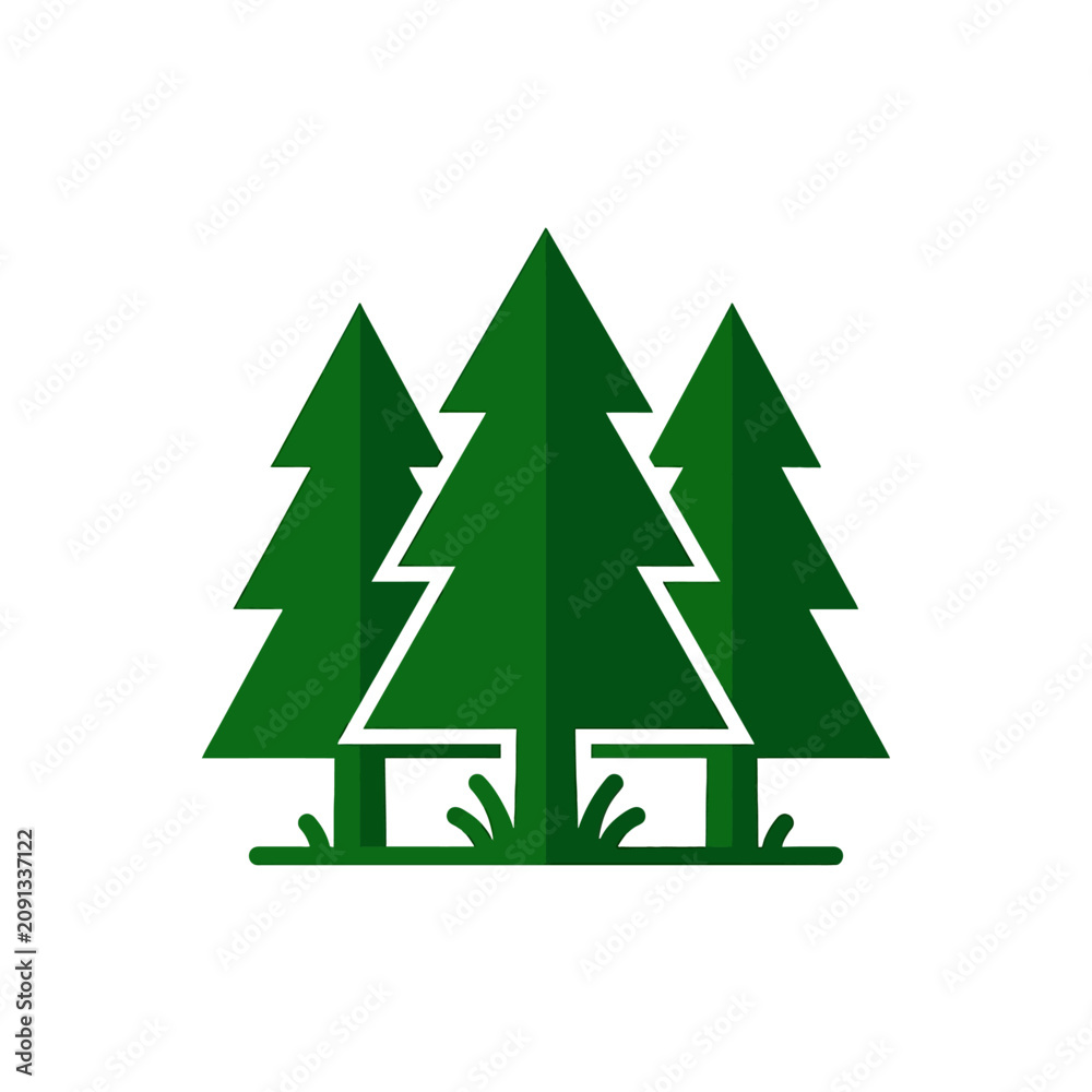 Fototapeta premium The Image Is A Simple Illustration Of Three Tall Pine Trees The Trees Are