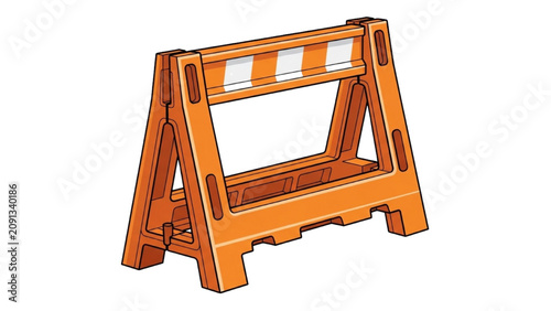 Valokuva A 2D Vector Illustration of an orange construction barrier sign