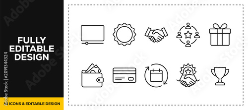 Fotografía flat vector illustration line art icon bundle set design displaying customer ser