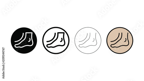 Tableau sur toile Four stylized circular icons depicting the human foot in various outline styles
