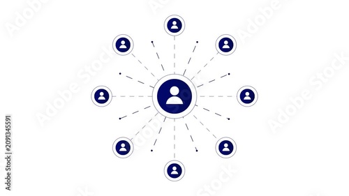 Teamwork and Collaboration Network Animation with Connected User Icons