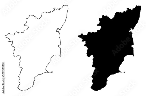 Tamil Nadu silhouette maps