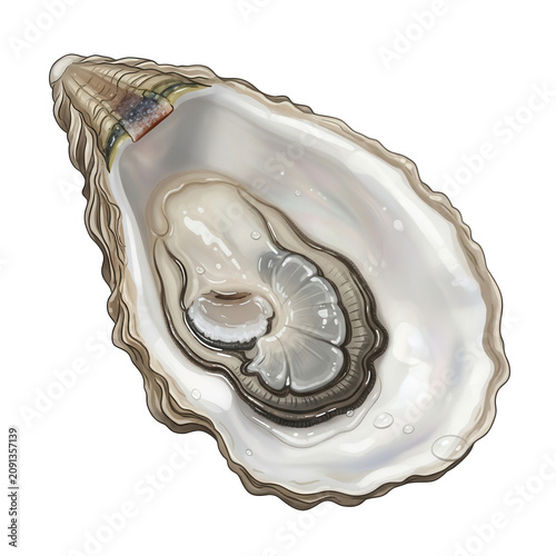 Fresh oyster shell isolated on a clean transparent background cutout