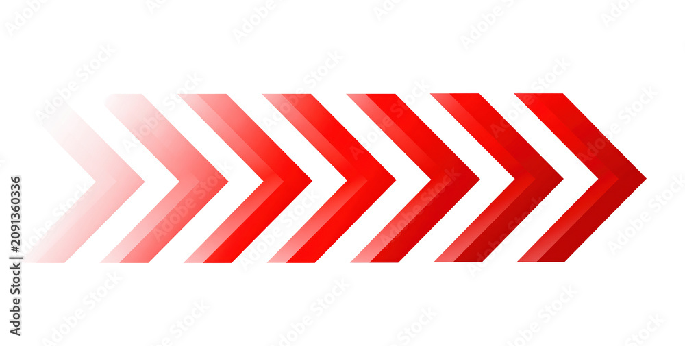 Fototapeta premium Red and white chevron arrows pattern on transparent background