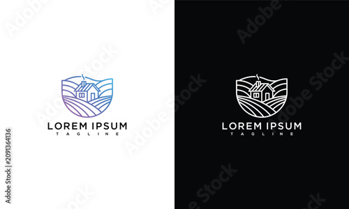 Modern Line Art Farmhouse Emblem for Agricultural Brand