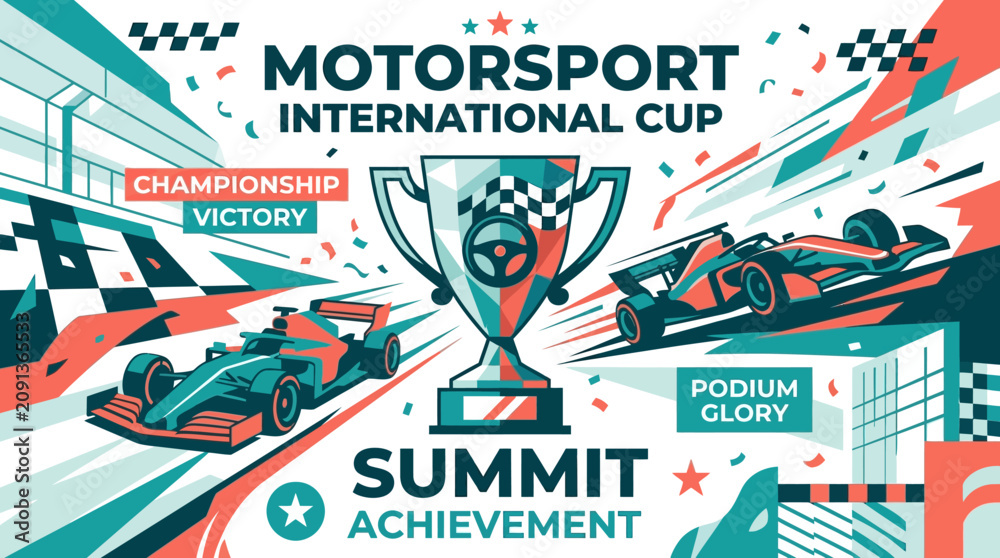 Obraz premium Motorsport International Cup Championship Victory Podium Glory Summit Achievement Graphic