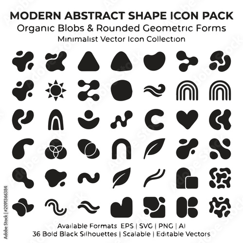 Φωτογραφία Minimalist modern abstract shape icon collection featuring organic blobs