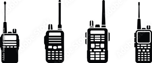 Tableau sur toile Walkie Talkie Icon Collection Representing Radio Communication Wireless Transcei