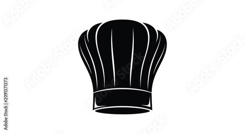 Canvas Print A black silhouette of a traditional chef s toque hat against a white background