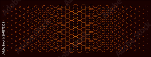 Bild auf Leinwand A minimalist abstract background with a neon hexagonal grid creates a sense of technology, symmetry, and digital precision